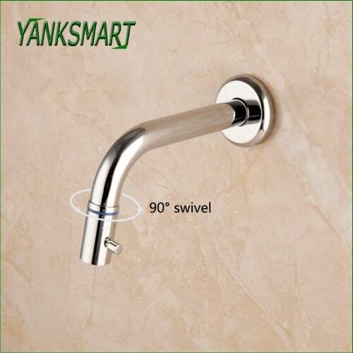 YANKSMART Bathroom Faucet Chrome Finish Stream Spout Faucets Basin Sink Wall Mounted Single Handle Taps Single Cold Water Tap