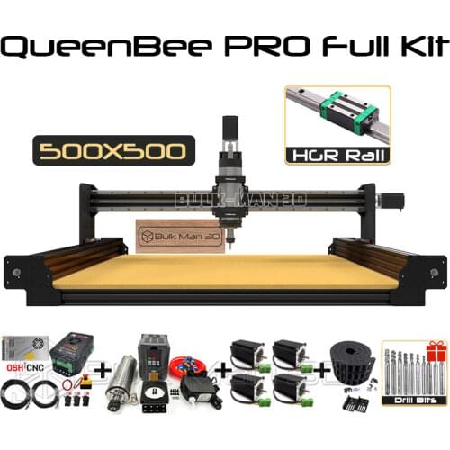 5050 Black QueenBee PRO CNC Machine Full Kit Linear Rail Upgrade Based WorkBee Machine with Enhanced Tension System 4 Axis Mill