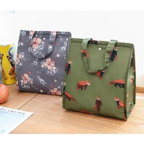 Cartoon Print Lunch Bag Pack Food Fruit Bag Portable Insulated Lunch Box Pouch Storage Tote Waterproof Lunch Bags