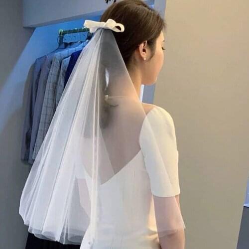 Wedding Veils Bridal Veil Comb Bow Short Simple White Elegant Charm Veil For Marriage Wedding Cosplay Costume Hair Accessories