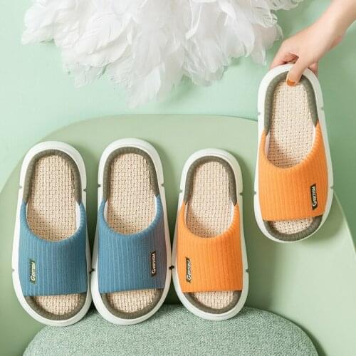 Linen slippers women home indoor thick bottom simple couple slippers home linen cotton slippers men woman shoes fashion shoes