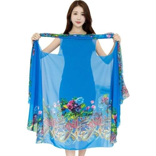 Magic Silk Scarf Women Shawls and Wraps Summer Beach Sunscreen Pashmina Womens Multifunction High Quality Fashion Scarves