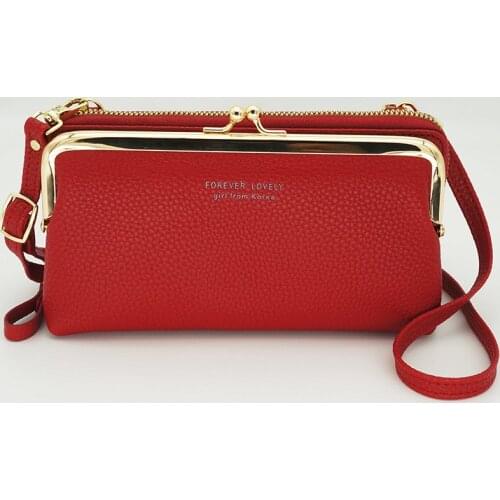 Ladies Fashion Cell Mobile Phone Hand Bags Wallet Small Lock Buckle Removable Strap Shoulder Messenger Card Cash Purse