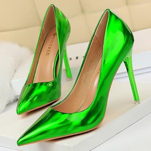 2021 Elegant Women 10.5cm High Heels Talons Fetish Pumps Stripper Green Bule Stiletto Wedding Bridal Valentine Scarpin Red Shoes