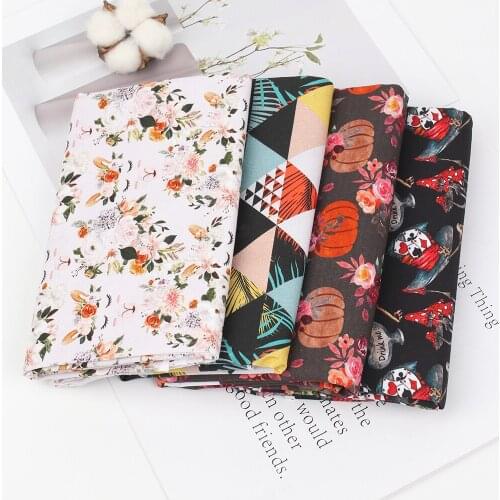 100% Pure Cotton Fabric Floral Poker Printed Cloth Sheets DIY Crafts Supplies Handmade Masks Dress Making Materials 45*140cm 1pc