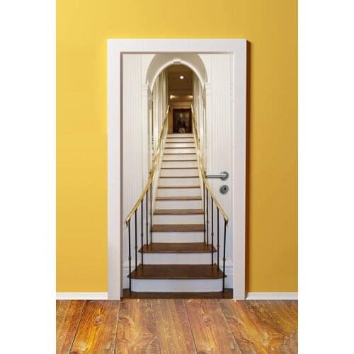 3D Door Mural Luxury Stairs Door Sticker Wall Print Deco Wall Mural Photo Wall Stickers self adhesive door wrap
