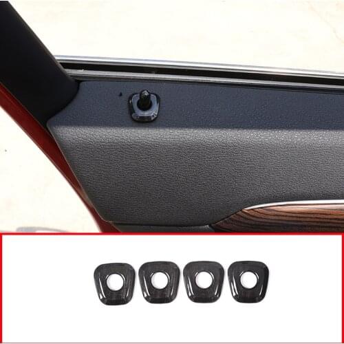 4pcs Black Wood Grain Colour ABS Car Door Lock Cover Trim For BMW X1 F48 2016 -2019 Car Accessories
