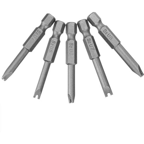 50mm 1/4'' U4-U8 U-shaped Tip Screwdriver Bit S2 Alloy Steel Magnetic Screwdriver Bits For Electric Hand Screwdrivers Tools