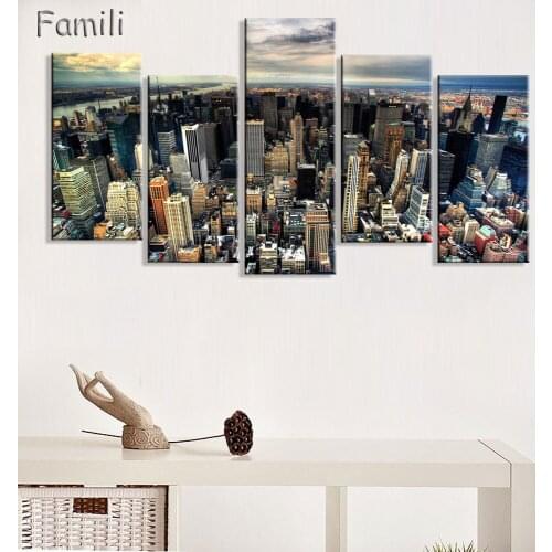 5 Pieces/set Wall Art New York City Printed Painting on Canvas Wall Art Pictures For Home Decoration Unframed