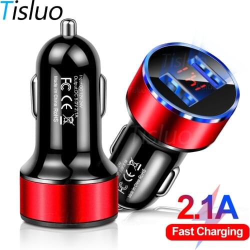 2.1A LED Display USB Car Charger Phone Charger for Xiaomi Samsung For iPhone 11 Pro 7 8 Plus Mobile Phone Adapter Car-Charger