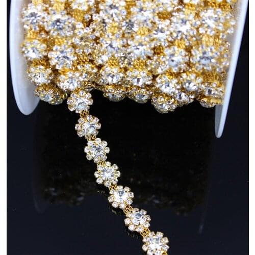 5yard/roll blingbling handmade DIY sewing bride dress belt sash accessory wedding applique rhinestone trim chain crystal patches