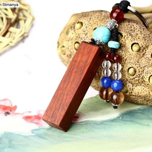 New sandalwood key chain DIY lettering rectangle car key ring women men key pendant couple New gift party jewelry K1528