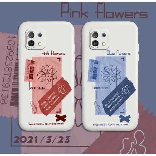 Blue Print Daisy Phone Case For Xiaomi Mi 11 10T 10 lite 9T Note 10 Redmi Note 10 9 9T 8 8Pro 7 7Pro 9 9A K40 K30 Cover