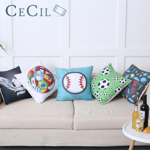 World Cup Football 2018 Russia Soccer Ball Print Pillow Case Sofa Car Cushion Cover Home Decor Vintage Throw Pillow Covers
