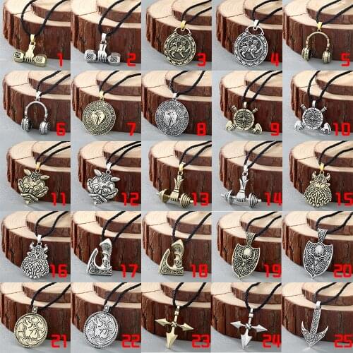 Chereda Ethnic Viking Runes Slavic Amulet Kolovrat Pendant Necklace Collier Antique Vintage Round Shape Men Necklaces