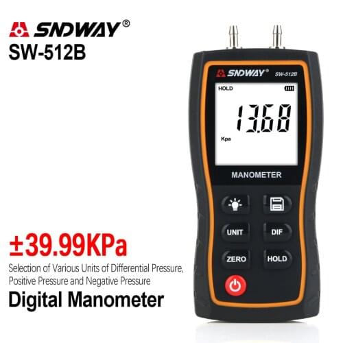 SNDWAY Manometer Digital Electronic Pressure Gauge Range 0-103kpa Differential Pressure Gauge For Air Conditioning Manometer