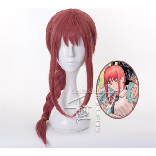 Cos Gift 75cm Anime Chainsaw Man Makima Wig Cosplay Wigs Playing Long Rose Red Hair Halloween 1:1 Wigs Cap