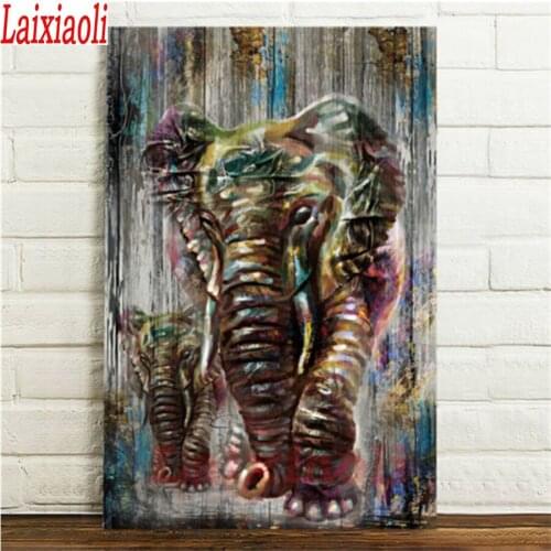 Color Elephant 5D Diy Diamond Painting Elephant mother and child Cross Stitch Diamond Mosaic Craft Diamond Embroidery Needlework