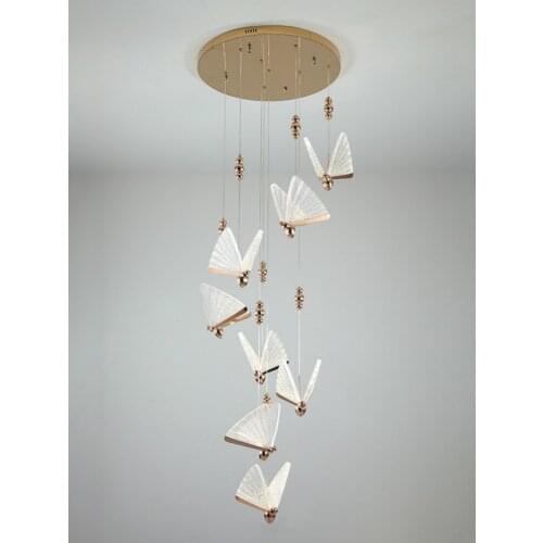 Europe Wedding decor LED Butterfly light High ceiling Chandelier luminaire suspension Stair dining Chandeliers Children Hanglamp