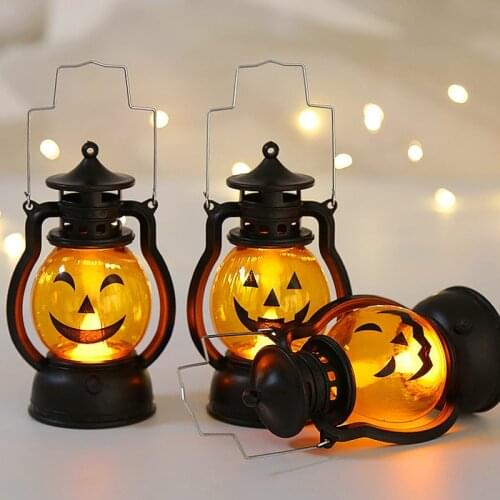 Halloween Pumpkin Ghost Light Lantern LED DIY Hanging Horror Candle Light Halloween Decoration Home Horror Childrens Toy