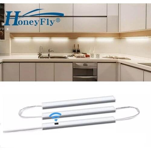 HoneyFly 3pcs Led IR Sensor Kitchen Light Smart Motion Sensor Connection Hand Sweep Night Lamp Cabinet Wardrobe Bed Rooms Light