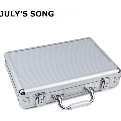 JULYS SONG Portable 200 Poker Chips Container Non-slip Mat Playing Card Chips Box High Quality Aluminum Stripe Suitcase
