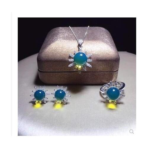 100% natural Mexico blue amber ring with rose gold ring 925 sterling silver women rings