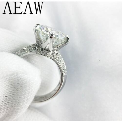 14K 585 White Gold 3ct Moissanite Diamond Engagement Ring for Women Fine Jewelry Center 9mm F Color Moissanite Ring