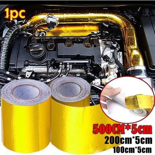 1M/2M/5M Long 5cm Width Gold & Silver Color Aluminum Foil Tape Car Exhaust Pipe Decorative Tape with Insulation Tape