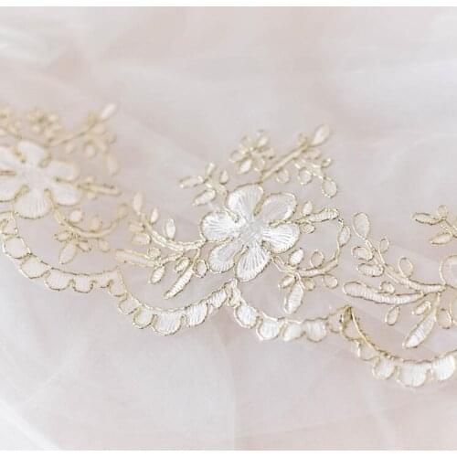 1 Yard White Black Gold Embroidered Ribbon Lace Trims Wedding Craft Scrapbooking Decoration Handmade Sewing Accessog Accessories