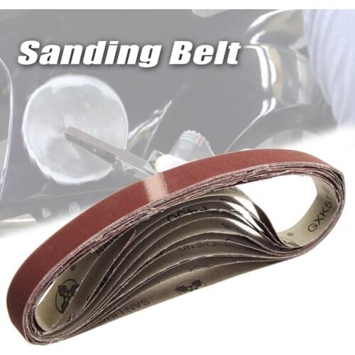 10Pcs/Set 452mmx15mm Sanding Belt 60-600 Grit for M10 Sander Adapter Polishing Machine Abrasive Tools Assortment Kit