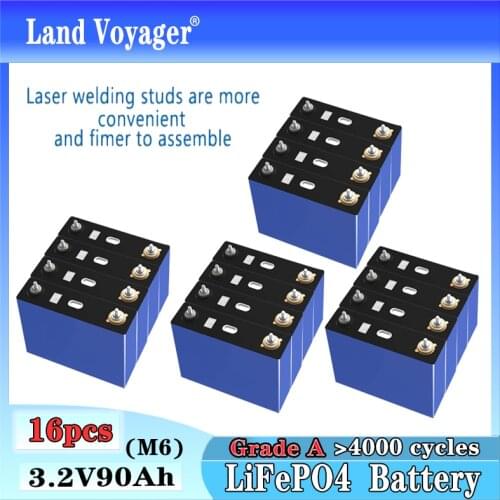 Land Voyager Grade A 2021 NEW 16Pcs 3.2v 120AH Lifepo4 Battery Lithium Iron Phosphate Cell 12v 24V Not 100Ah 150AH for Solar RV