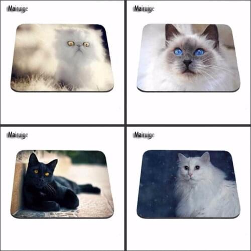 Mairuige Mousepad Best Custom Animal White Cat Kitten Computer Notebook Rectangle Gaming Mouse Pad Computer Notebook Desk Mat