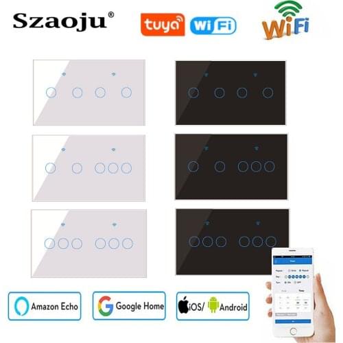 Wall Touch Switch Smart Light Switch WIFI Tuya Smart Life Home Support Alexa Google Home No Neutral Wire Required 1Gang1Way 220V