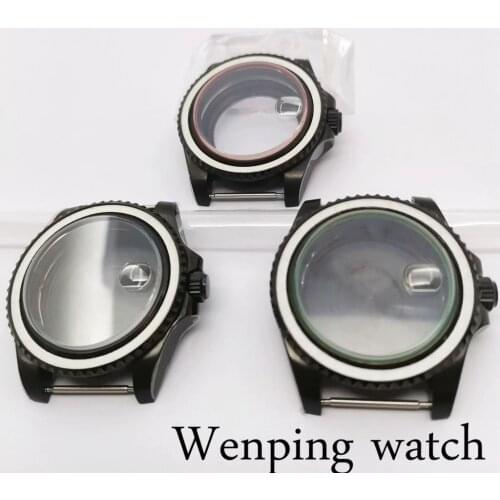 New 40mm black color case sapphire glass green red black edge suitable for NH35 NH36 ETA 2836 Miyota 8215/8205/821ADG 2813/3804