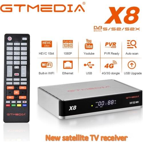 NEW gtmedia X8 DVB-S/S2/S2X V8 NOVA nexts generation H.265 Built in 2.4G wifi satellite tv receiver TV set-top box for Spain TV