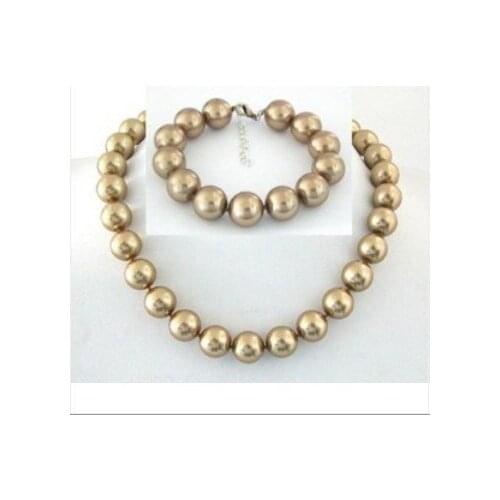 Fine 12mm southsea Champagne SHELL PEARL NECKLACE BRACE