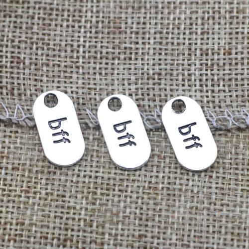 20 Pieces 18x9.3mm Antique Silver Color BFF Charms Friendship for DIY Jewelry Making
