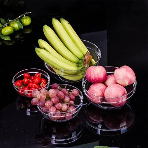 4 Size Transparent Acrylic Salad Fruit bowl Food Container Breakfast Tray Snack Plate Dish Plate Tableware Kitchen Home Supply