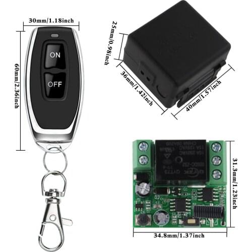 RF Transmitter 433 Mhz Remote Controls with Wireless Switch DC12V 24V 1CH Relay Receiver Module for Lights/Access/Water Pump/LED