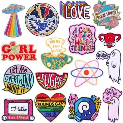 Nicediy Rainbow Sewing Patch Letters Embroidered Patches For Clothing Badge Cute Anime Stickers On Clothes Jacket Applique Patch