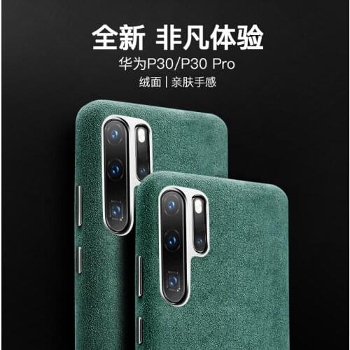 Luxury Genuine Natural Chamois Leather Skin Villi Full Edge Back Cover For Huawei P30 Metal Button Phone Case For Huawei P30 Pro