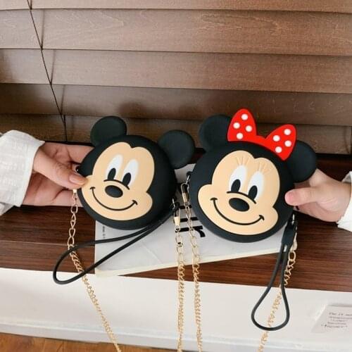 Disney Mickey Mouse Silicone Mini Fashion Shoulder Bags Cartoon Anime Figure Minnie Girls Coin Purse Cute Messenger Bag
