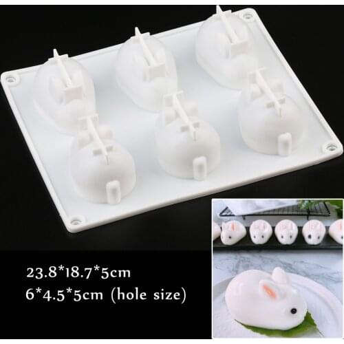Silicone 3D Bunny Rabbit Cake Molds Silicone Molds for Baking Dessert Mousse 6 Forms New Cake Decorating Moulds