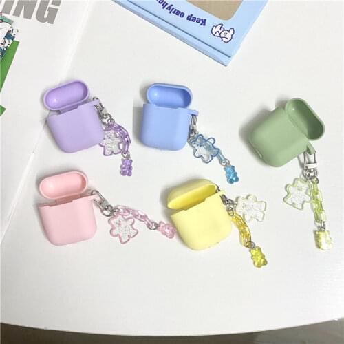 Cute Bear Decoration Case for Apple Airpods 2/1 Case ornament Accessories Bluetooth Earphone Silicone Cover Key Ring