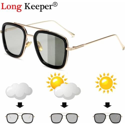 Longkeeper 2019 Polarized Photochromic Men Iron Man Sunglasses Discoloration Women Driving Glasses UV400 Goggles Gafas de sol