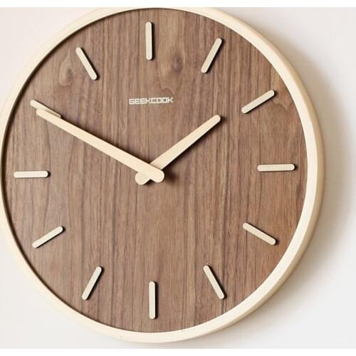 Modern Design Wall Clock Digital Silent Japanese Rural Wall Clock Minimalist Wooden Living Room Klok Home Decor AD50WC