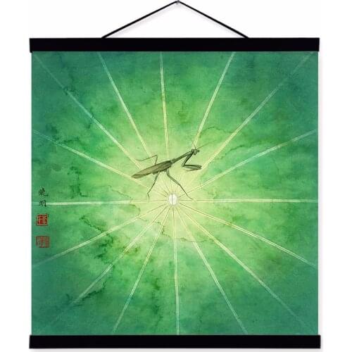 Modern Asian Lotu Dance Drawing Rural Floral Cottage Bedroom Wall Art Plant Flower Mantis Poster Prints Canvas Painting Gifts