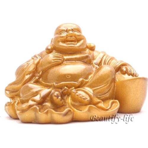 Allochroic Mascot, Golden Buddha, Ornament, tea pet,Fengshui, Best Gifts,Novel present, will change color,S1046D