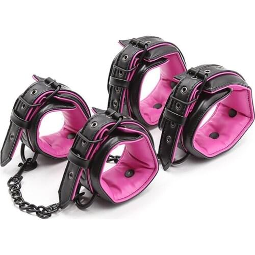 High Quality Soft Leather Sponge Handcuff Ankle Cuff BDSM Bondage Sex Toy Restraints Sex Bondage Exotic Lingerie Accessories